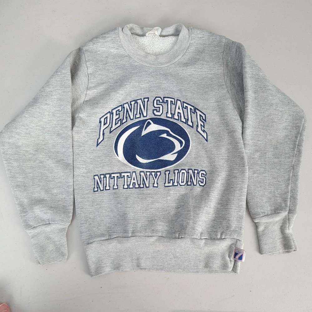 Vntg Penn State Nittany Lions Sweatshirt Boys Medium Gray NCAA Football Logo 7